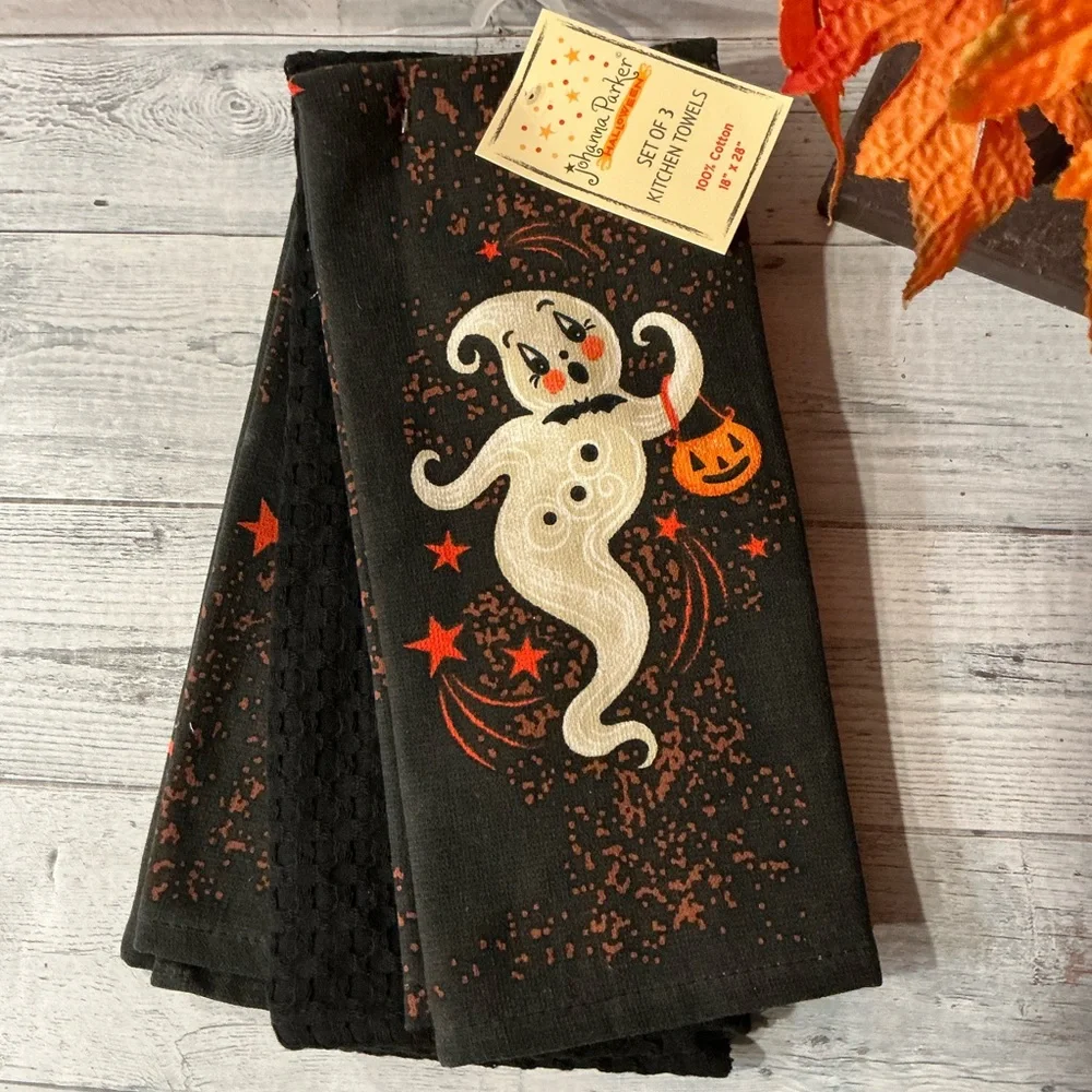 Set of 3 Johanna Parker Ghost Halloween Kitchen Towels